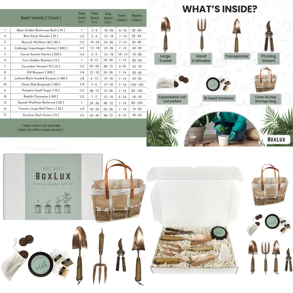 

Gardening Tools Set with 1700+ Non-GMO Seeds, Heavy Duty Planting Kit for Women, Birthday Gift Box with Coir Soil Pellets