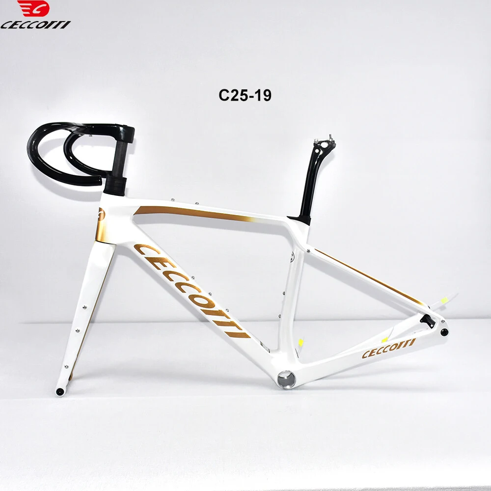 

CECCOTTI New Arrival Gravel Frame T47 thread BB And Dsic Brake Bike Frame Full Hidden Cable GRAVEL FRAMESET