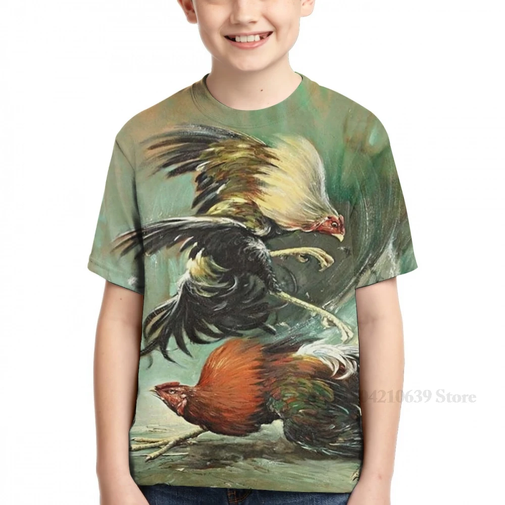 في جميع أنحاء الطباعة Pelea de gallos الديك قتال الديك قتال الرجال تي شيرت المرأة فتاة الموضة تي شيرت الصبي بلايز تيز
