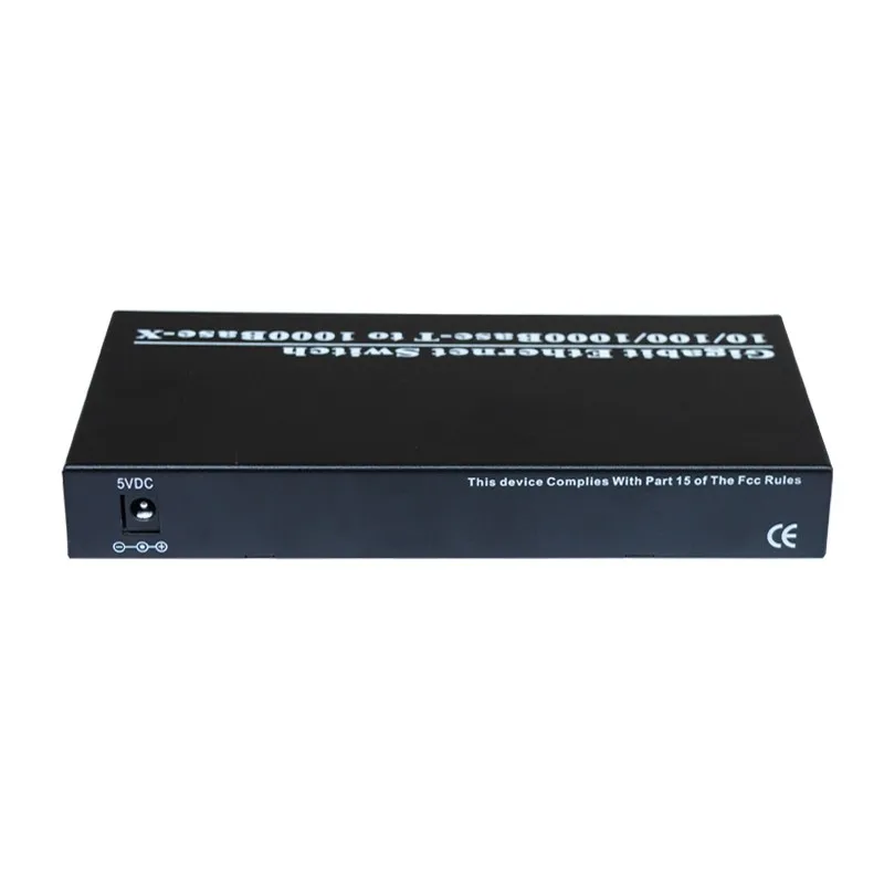 Fiber Media Converter, Optical Transceiver, Gigabit Ethernet Switch, 20km External Power, SC 2 Port + 8 RJ45, 10 m, 100 m, 1000m