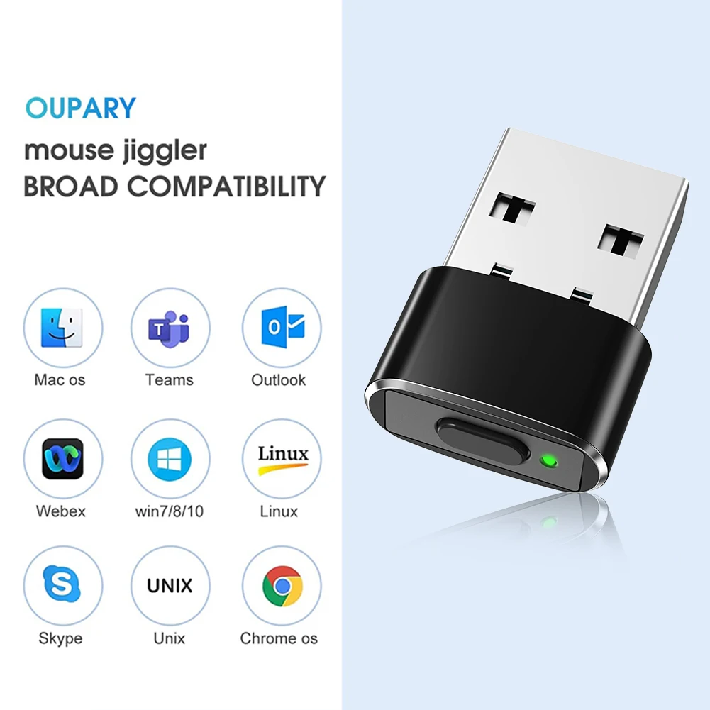 Mini Mouse Mover Jiggler ON/Off Button USB Automatic Mouse Jiggler Mover Undetectable Plug and Play Keeps Awake for Computer