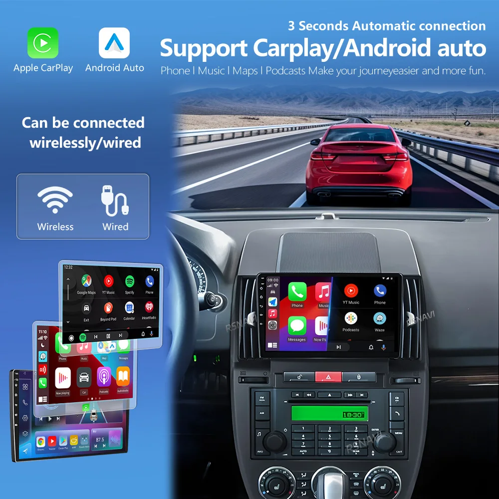 Android 16 Carplay Auto 2K Screen Car Radio Multimedia Player For Land Rover Freelander 2 2006 - 2012 DSP 2din Autoradio Stereo