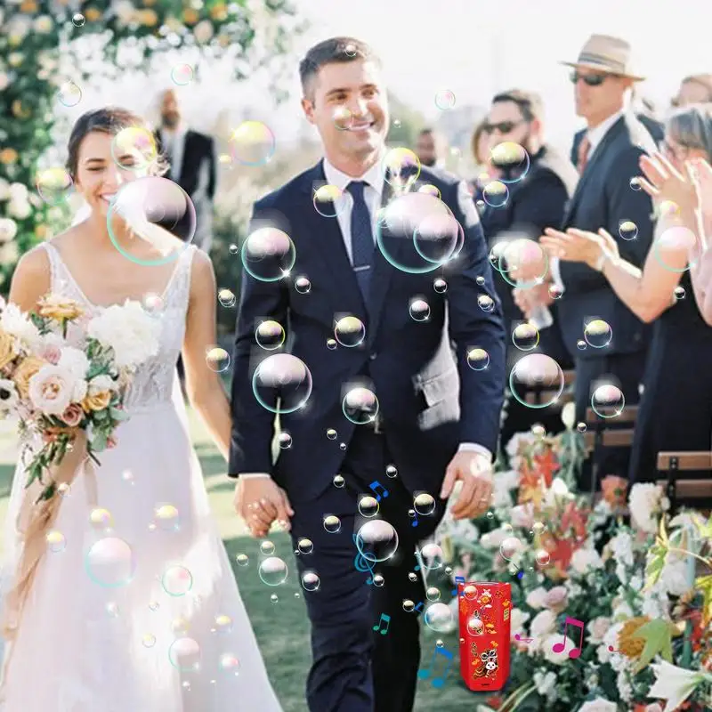 2025 السنة الصينية الجديدة التلقائي آلة فقاعة تقليد الألعاب النارية فقاعات كهربائية مع ضوء الموسيقى حفل زفاف الأطفال هدية