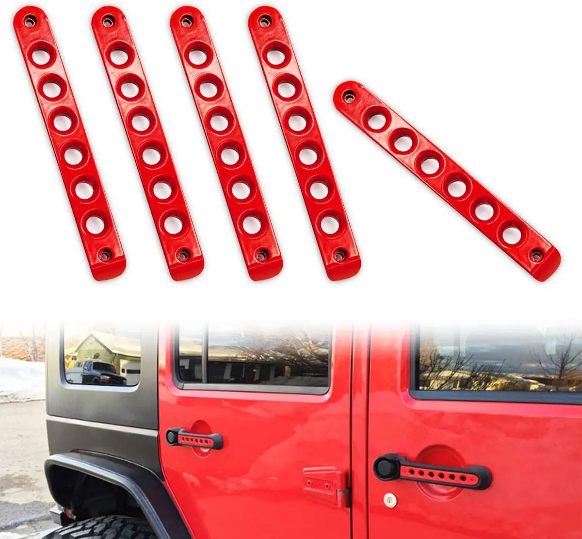 

1set Part Handle Cover Trim For Jeep Wrangler JK 2007-2016 2/4 doors Front Door Aluminum Grab Handle Cover Door Handle Insert