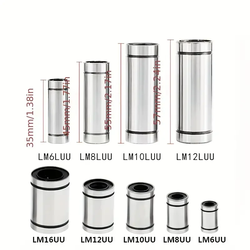10 sztuk LM8UU LM3UU LM10UU LM16UU LM6UU LM12UU LM3UU tuleja liniowa 8mm CNC łożyska liniowe dla prętów liniowej wałek linowy szynowy części — zdjęcie 3