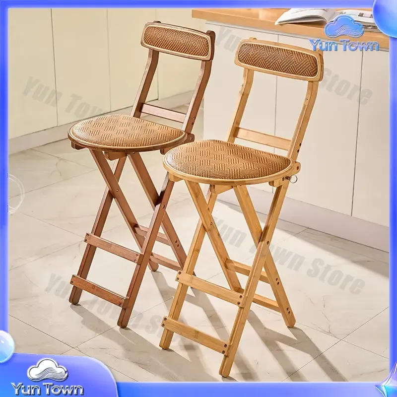Bar Chairs for Home Dining Cafe High Stools Checkout Page Foldable Balcony Portable Bar Stool with Backrest Modern Kitchen