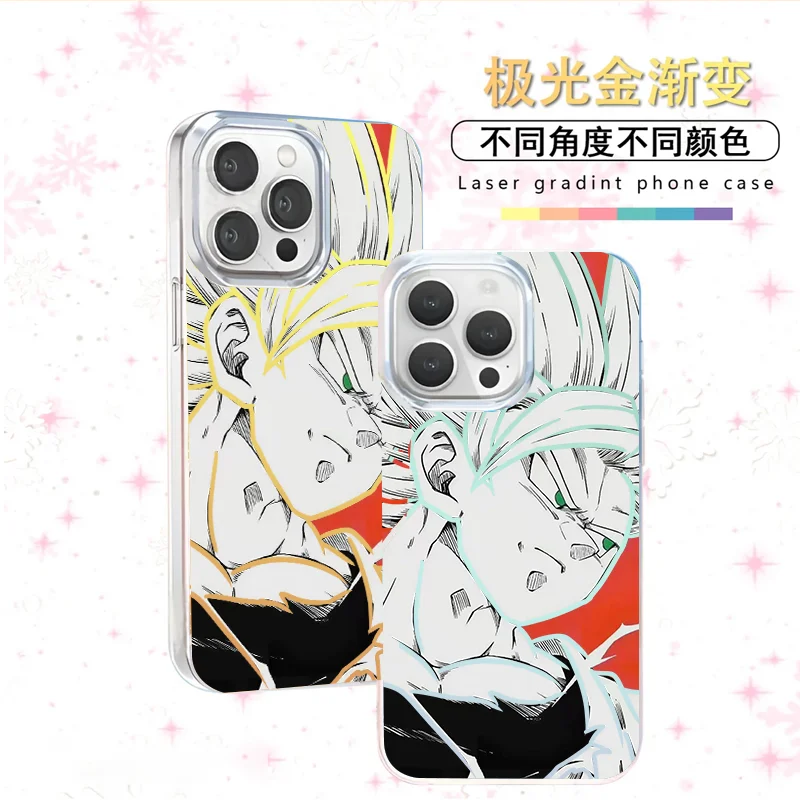 

3D Dragon Ball Son Goku Phone Case for iPhone 11 12 13 14 15 16 17 Pro Max Plus Air 17ProMax Super Saiyan 2 Laser Aurora Cover