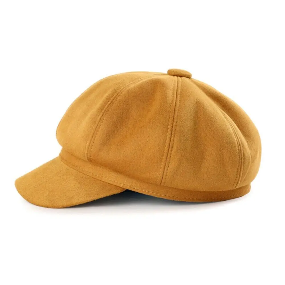 Women Casual Suede Fabric Hats & Caps Adjustable Berets Newsboy Hat Baker Cap Beret Hats & Caps