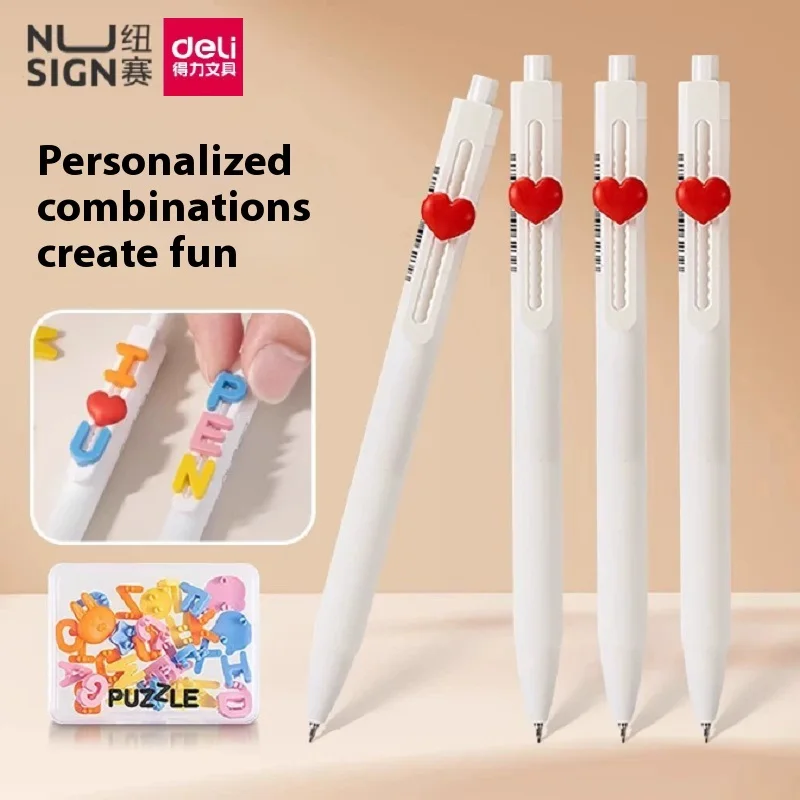 

Deli PUZZLE Gel Pen DIY Love Letter Splicing Comfortable Soft Silicone Pen Cover 0.5 Quick Drying Black Ink 600M Beyond Writing