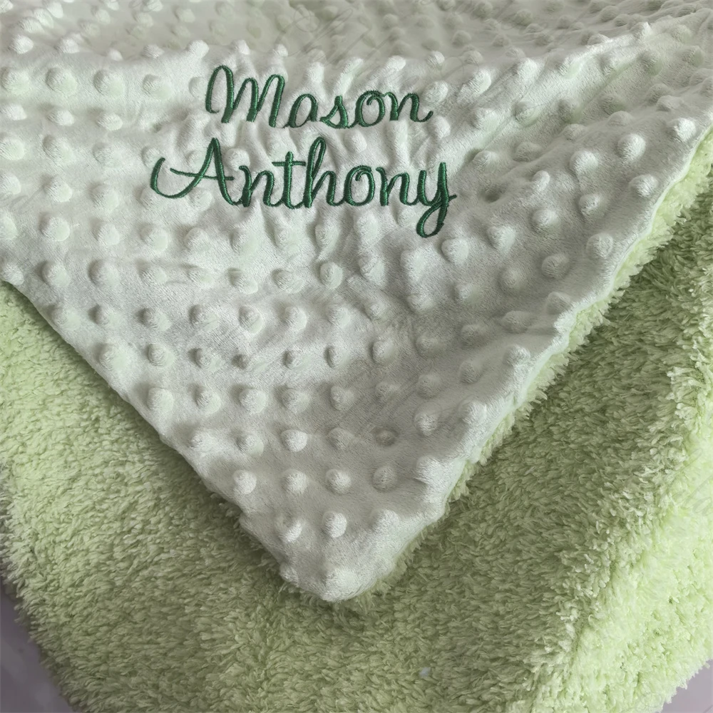 New Baby Soft Blanket Personalized Name Children\'s Baby Shower Party Gift Blanket Kids Lunch Rest Cover Double Layer Blanket