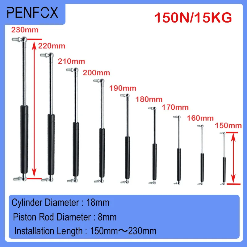 

1PC 150mm-230mm 15kg/150N Furniture Strut Bar Car Universal Gas Spring Shock Absorber Hydraulic Lift Support Bar Machine Lift