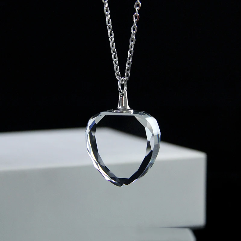 High Quality Blank K9 Crystal Heart Shaped Necklace for Laser Engraving Pattern Photo Crystal Glass Heart Necklace Pendants xToo