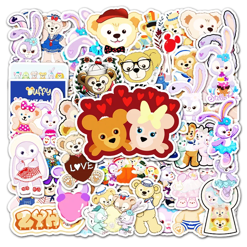 10/30/50pcs  Kawaii  Duffy Bear And Ballet Rabbit Cartoon Graffiti Birthday Party Gift Meng Meng Da Stickers  Window Wall Water