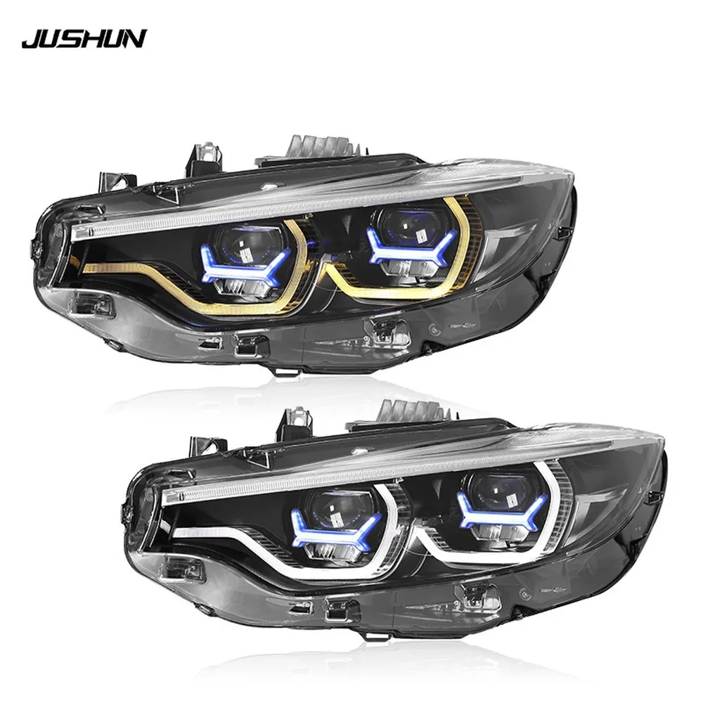 For 13-20 for BMW 4 Series F32 LED Headlights Assembly Blue Frame M4 Style DRL Turn Signal Lens