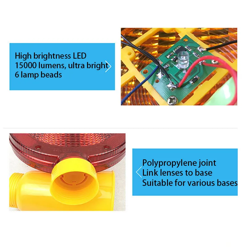 KOOJN 조명 제어 태양열 양면 경고등, 교통 안전 도로 교량 건설 장벽 콘 LED 깜박이는 빨간색