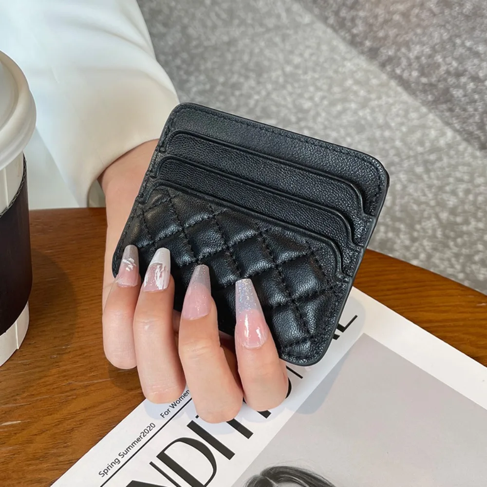 New Leather Card Holder Ultra-thin Multiple Card Slots Small Wallet Card Cover for Women Men