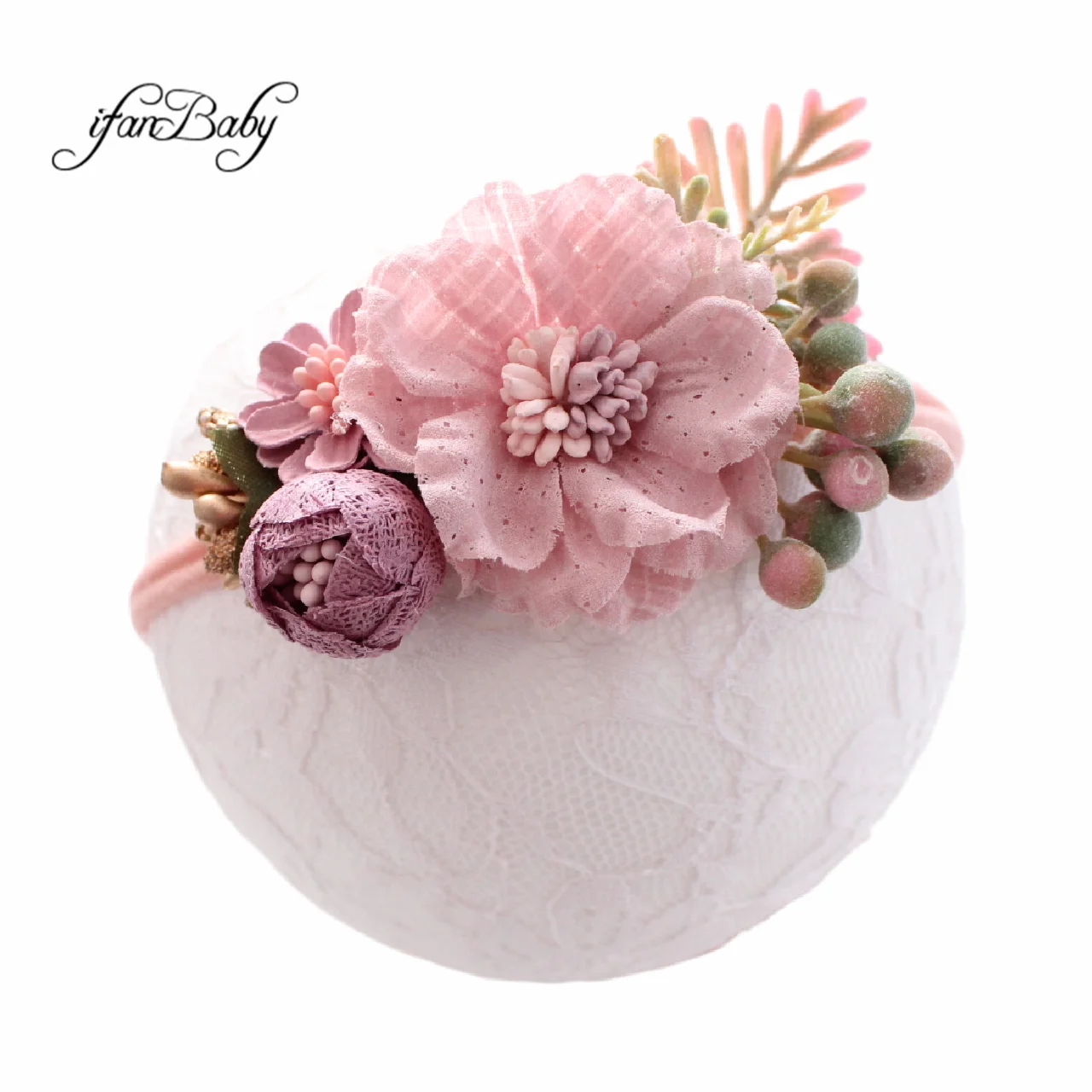 Boutique Elastic Stretch Hair Accessories Kids Girl Floral Headwear Nylon Flower Headband