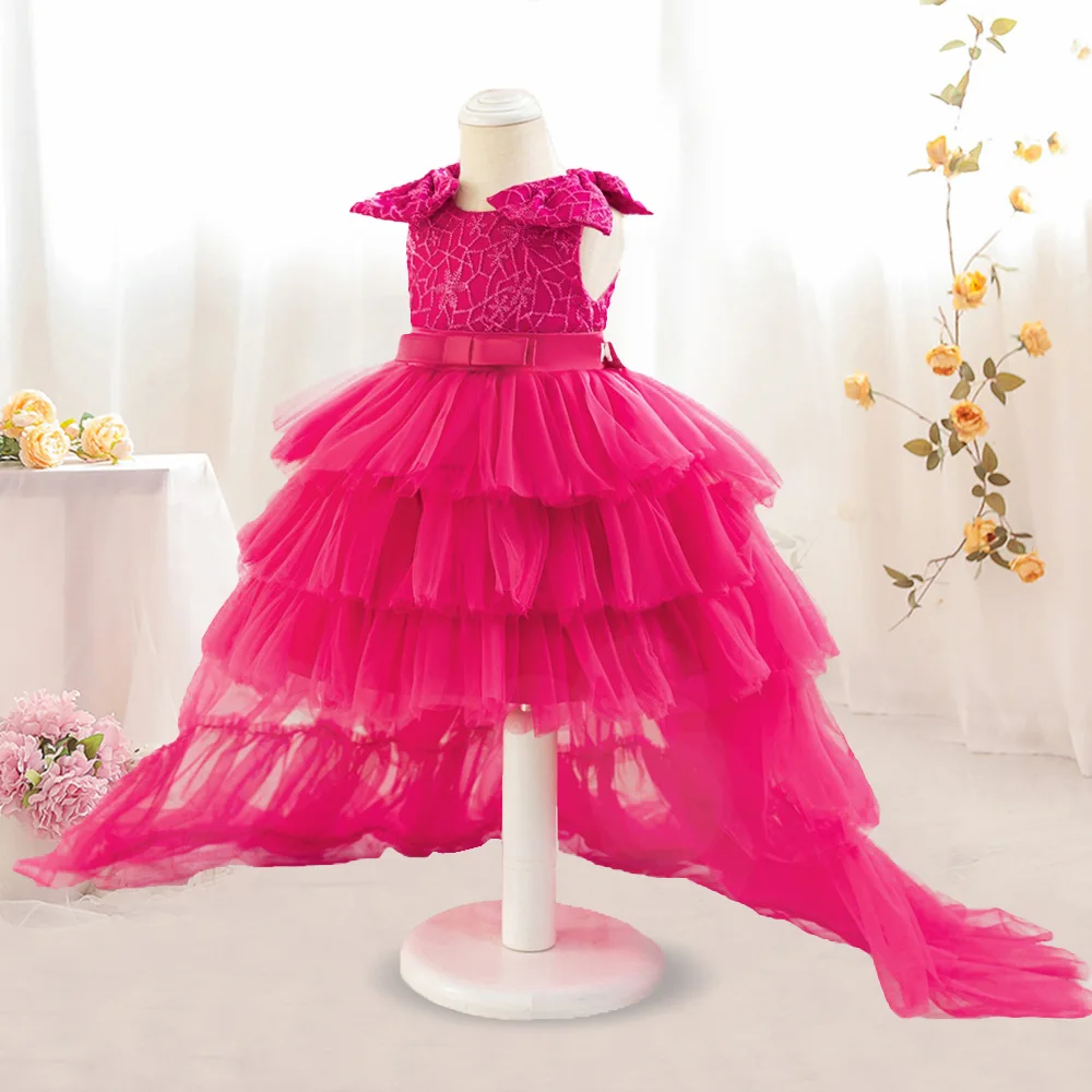 

Toddler Trailing Long Princess Girls Dress For kids Birthday Clothes Puffy Tutu Wedding Flower Girl Costumes Baby Girls 1st Part