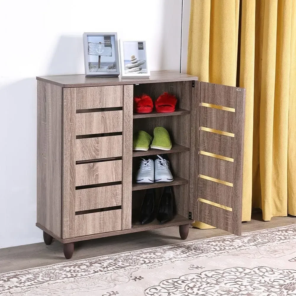 Multi story shoe cabinet, double door shoe rack, placement at the entrance of the house, modern design, furniture, decoration