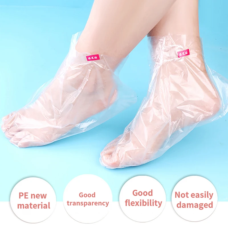 100PCS Disposable Foot Film Cover Lengthened Bag Anti-Dry Cracking Foot Film Foot Cover Waterproof Shoe Cover Plastic Foot Cover