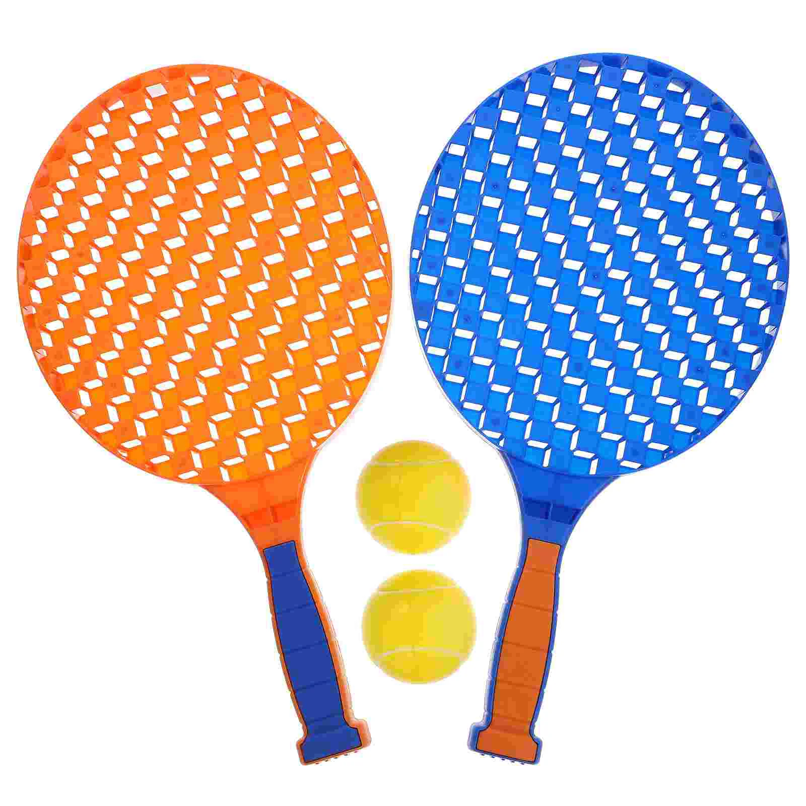 2 Plastic Badminton Rackets Kids Tennis Set Light Portable Anti Skid Handle Sports Toy For Children Outdoor Play Gift