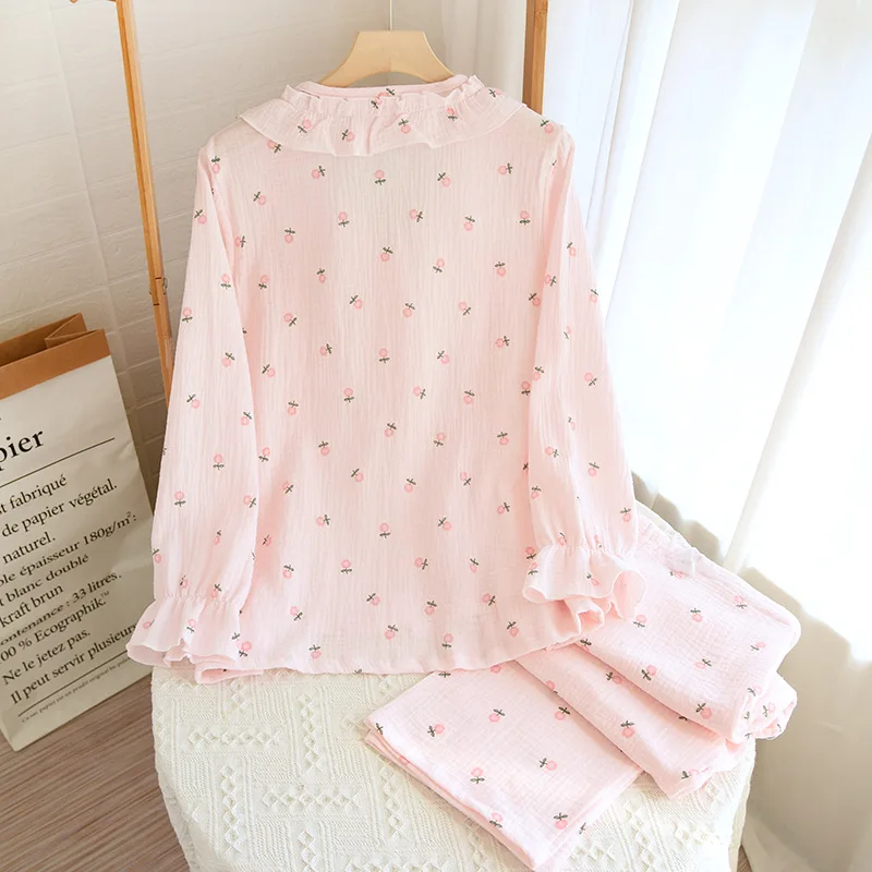 Fdfklak Thin Pure Cotton Postpartum Breastfeeding Print Maternity Nursing Clothing Spring Autumn New V-Neck Pajamas Suit