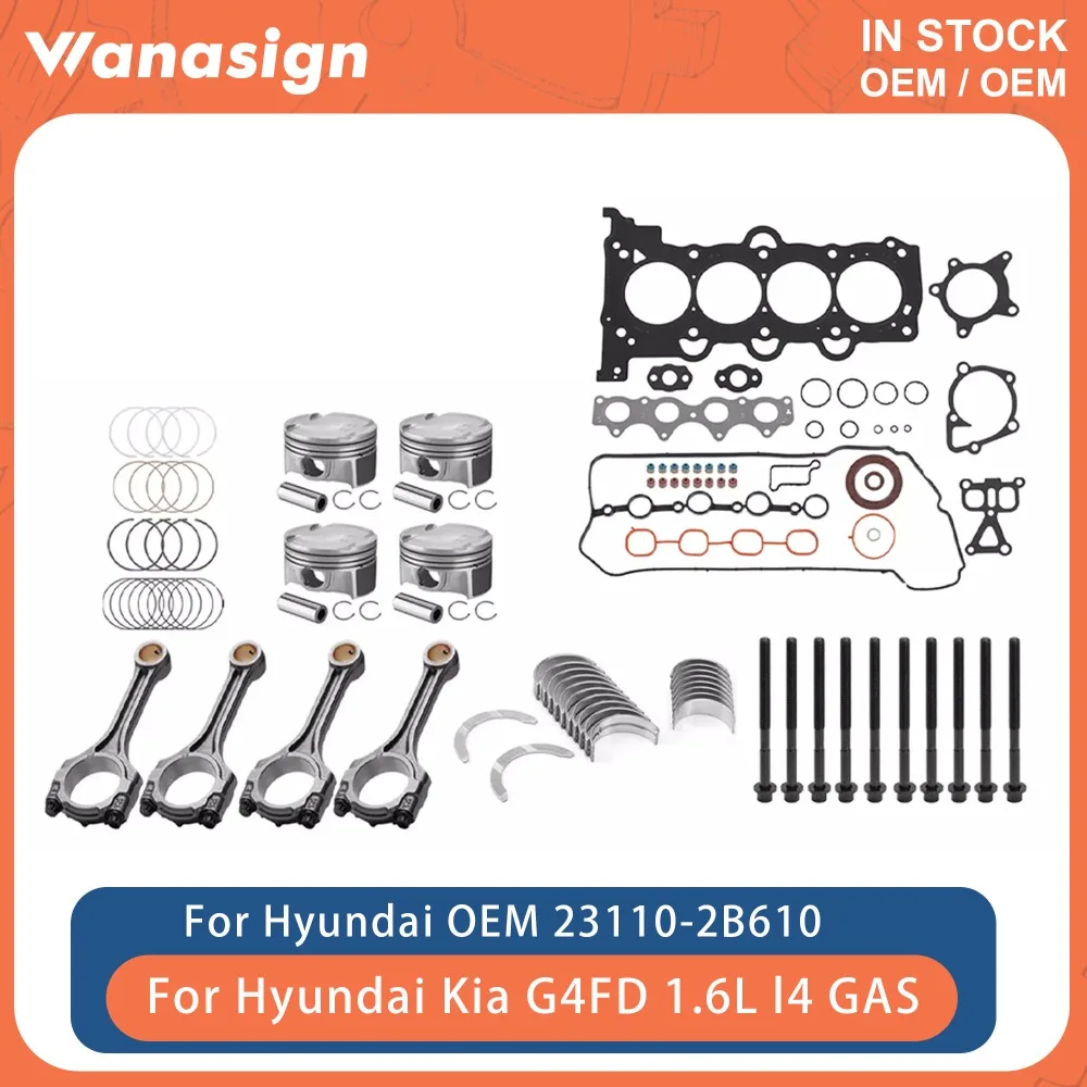 

Engine Overhaul Rebuild Kit Connecting Rod Fit 1.6 L For Hyundai Accent Kia Rio Soul G4FD 1.6L l4 GAS 23110-2B610