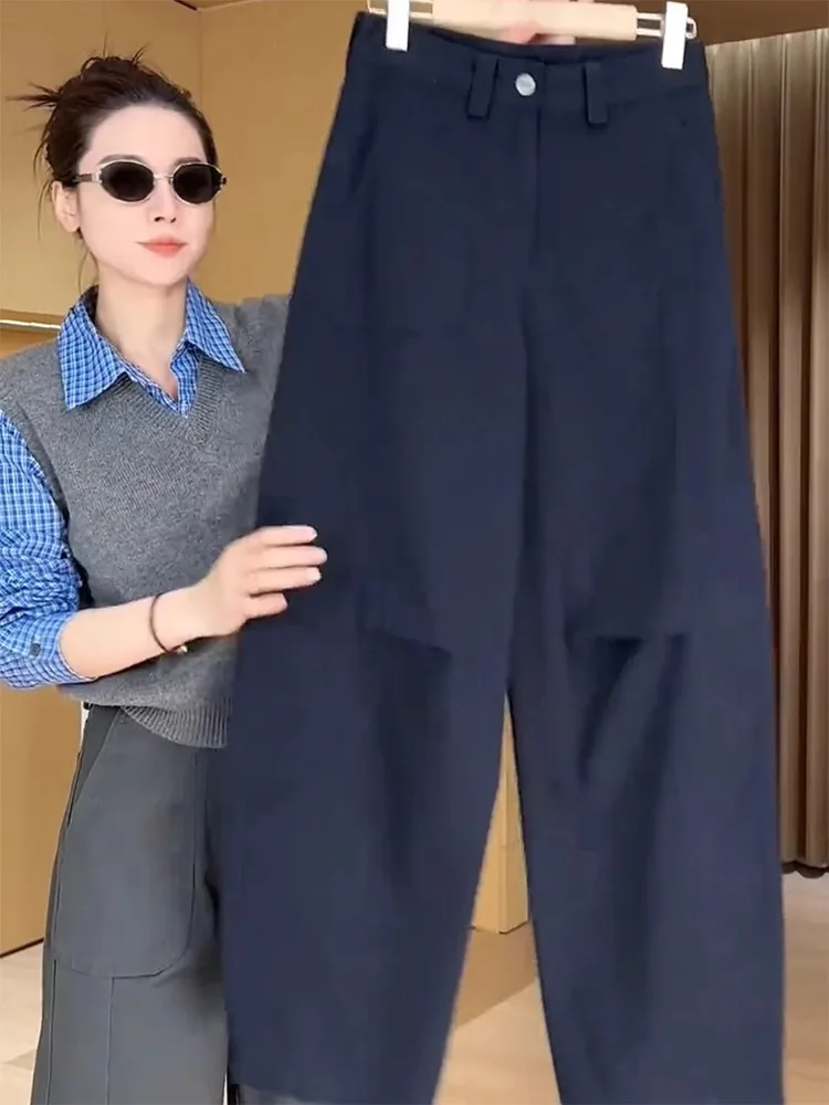 

plus Size Pear aped Women's Jeans Casual Banana Pants High Waist Long Leg Length Autumn Season Anti-Wrinkle Faion Design