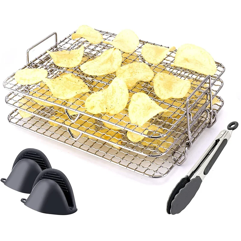 The New Air Fryer Rack for Ninja Foodi Grill XL Air Fryer, Multi-Layer Dehydrator Rack Toast Rack Air Fryer Accessories