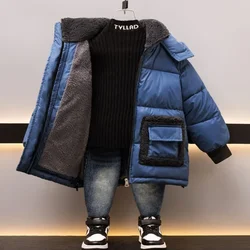 -30 Degree Boy Warm Clothes Winter Down Cotton Jacket Hooded Coat Teen Thicken Outerwear 4 6 8 12 14 Years Kids Waterproof Parka