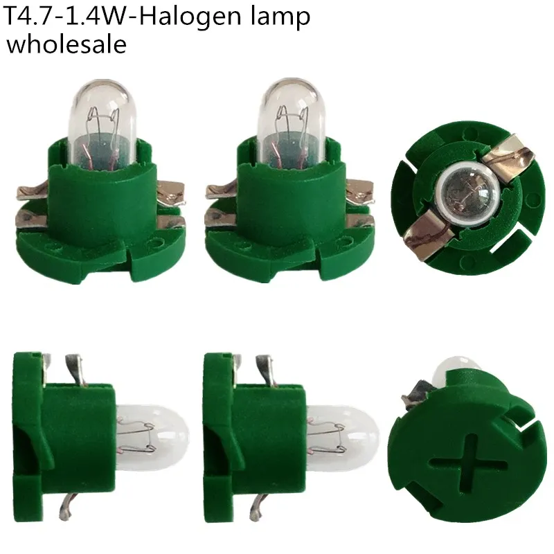 10pcs T5 T4.7 Halogen Lamp 12V Auto Interior Instrument Panel Light Bulbs Lamps Small bulb with lamp holder