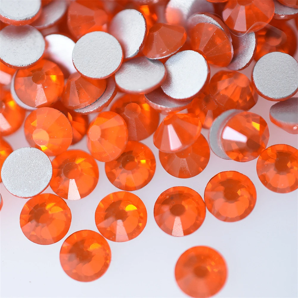 1440PCS SS4-40 Hyacinth Glass Orange Red Nail Art Decorations Non Hotfix FlatBack Rhinestones Loose Stones Crystals  Strass DIY