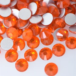 1440PCS SS4-40 Hyacinth Glass Orange Red Nail Art Decorations Non Hotfix FlatBack Rhinestones Loose Stones Crystals Strass DIY