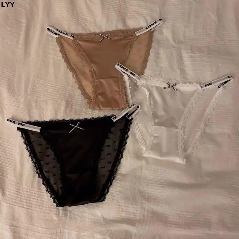 

Customize Thong Bikini Ice Silk Underwear Hotwife Lace Lingerie Sexy Women Personality Panties Custom Gift String Girlfriend