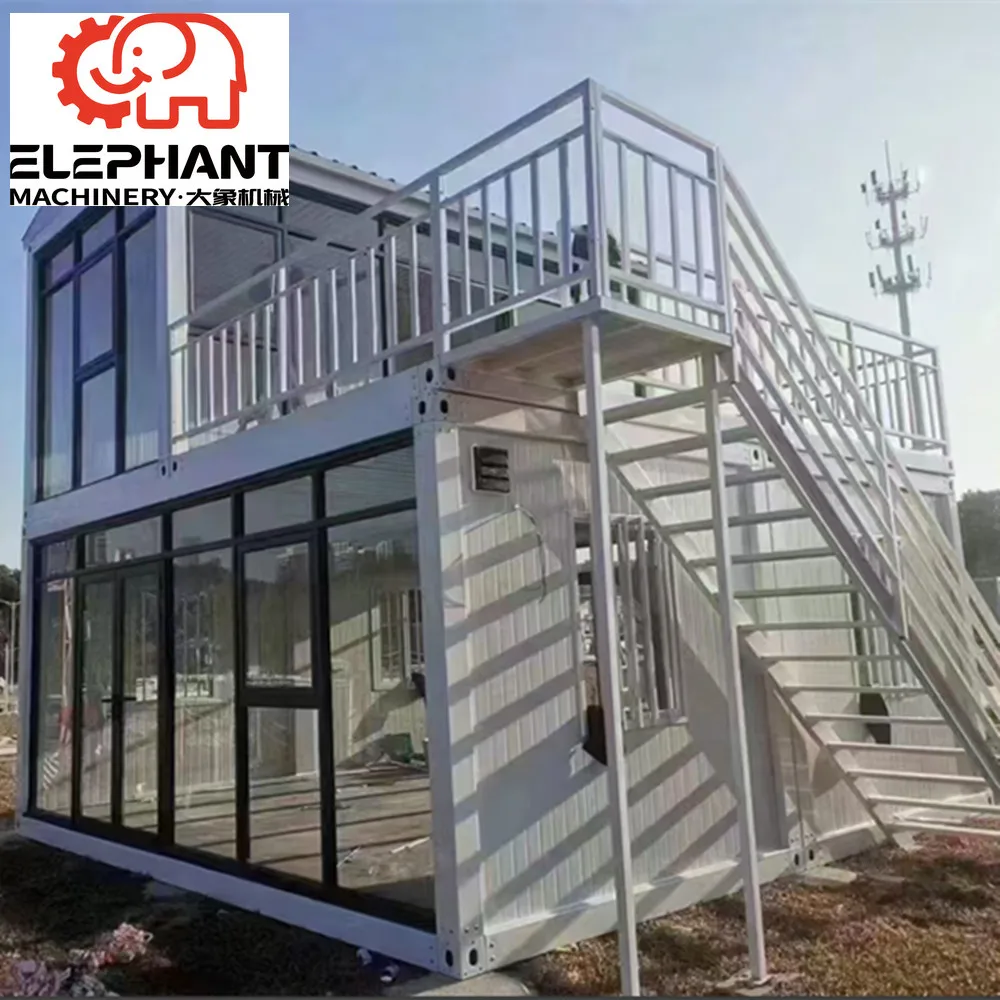Luxury Villa Solar Power Two Story Modern Prefab Steel House Made in China with 3 Bedroom 2 Bathroom