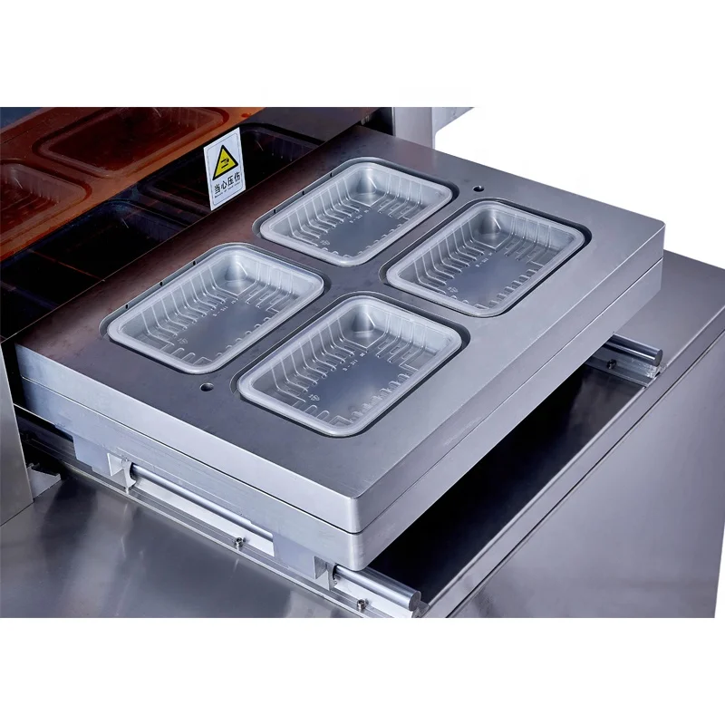 Guangyuan MAP Vacuum Disposable Tray Sealer Plastic Box Container Sealing Machine Body-fit Skin Vacuum Bowl Cup Packing Machine