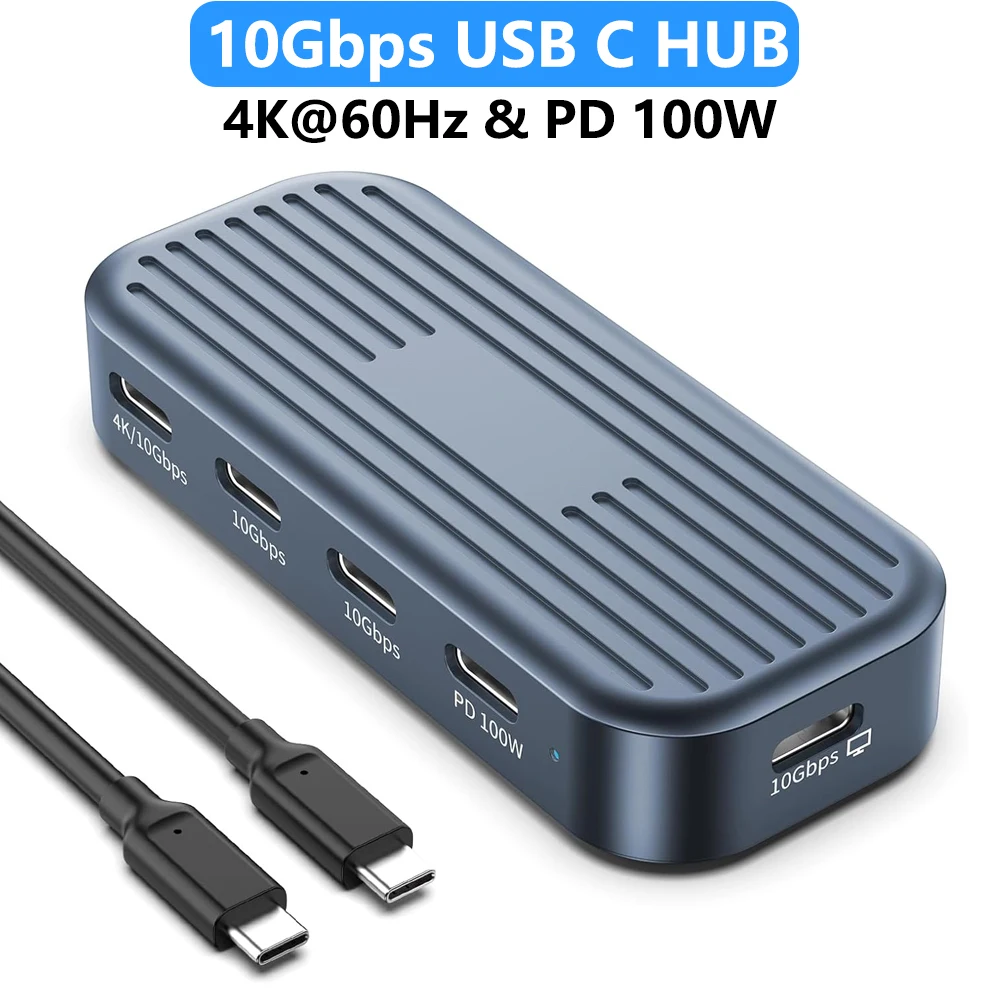 

USB3.2 Gen2 USB C-концентратор с портом дисплея Видеовыход 4K при 60 Гц PD100W USB-разветвитель для ноутбуков MacBook Air IPad Pro Устройства Type-C