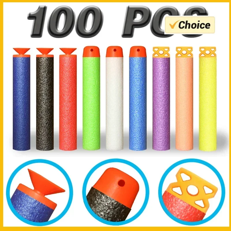 H7.2cm 100pcs for  Soft Bullets Darts Round Head Refill Sponge Darts Kids Children Toy Gun Bullets for  N-Strike Blasters