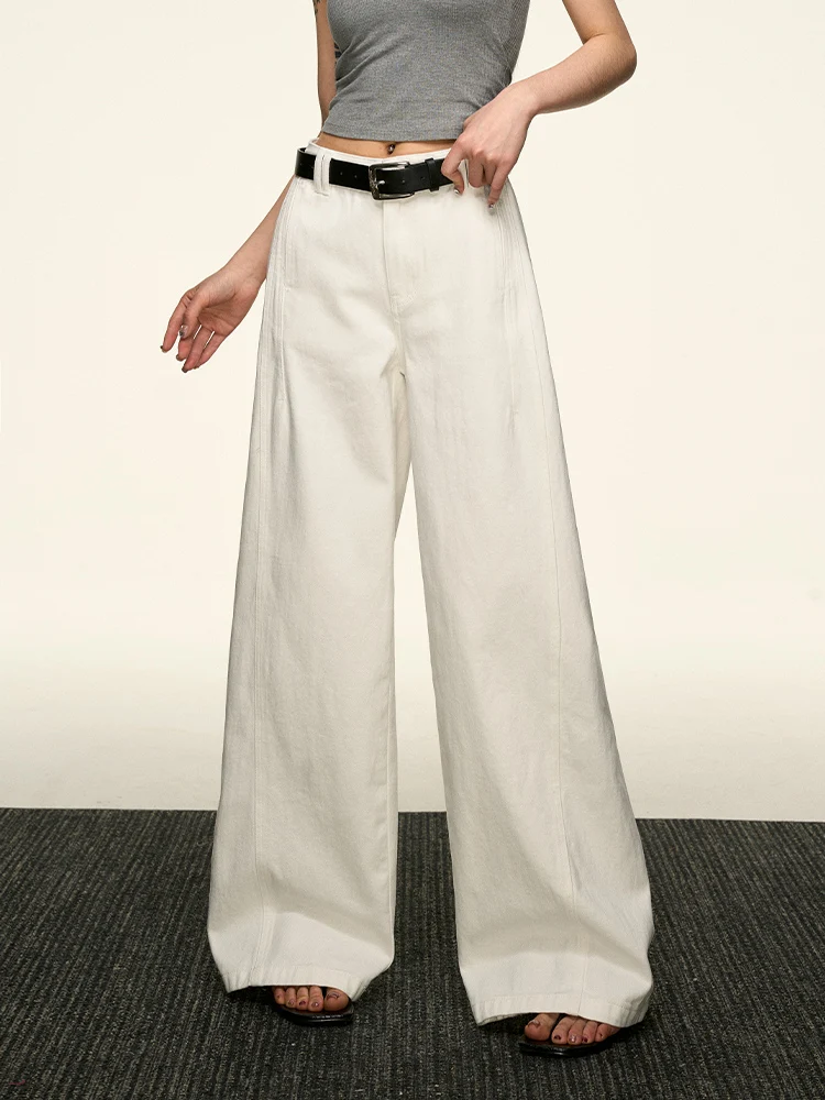 Aaisup American Style Super White Cow Straight Leg Jeans Women's Spring Loose Wide Leg Pants Versatile Slimming Floor-Length ...