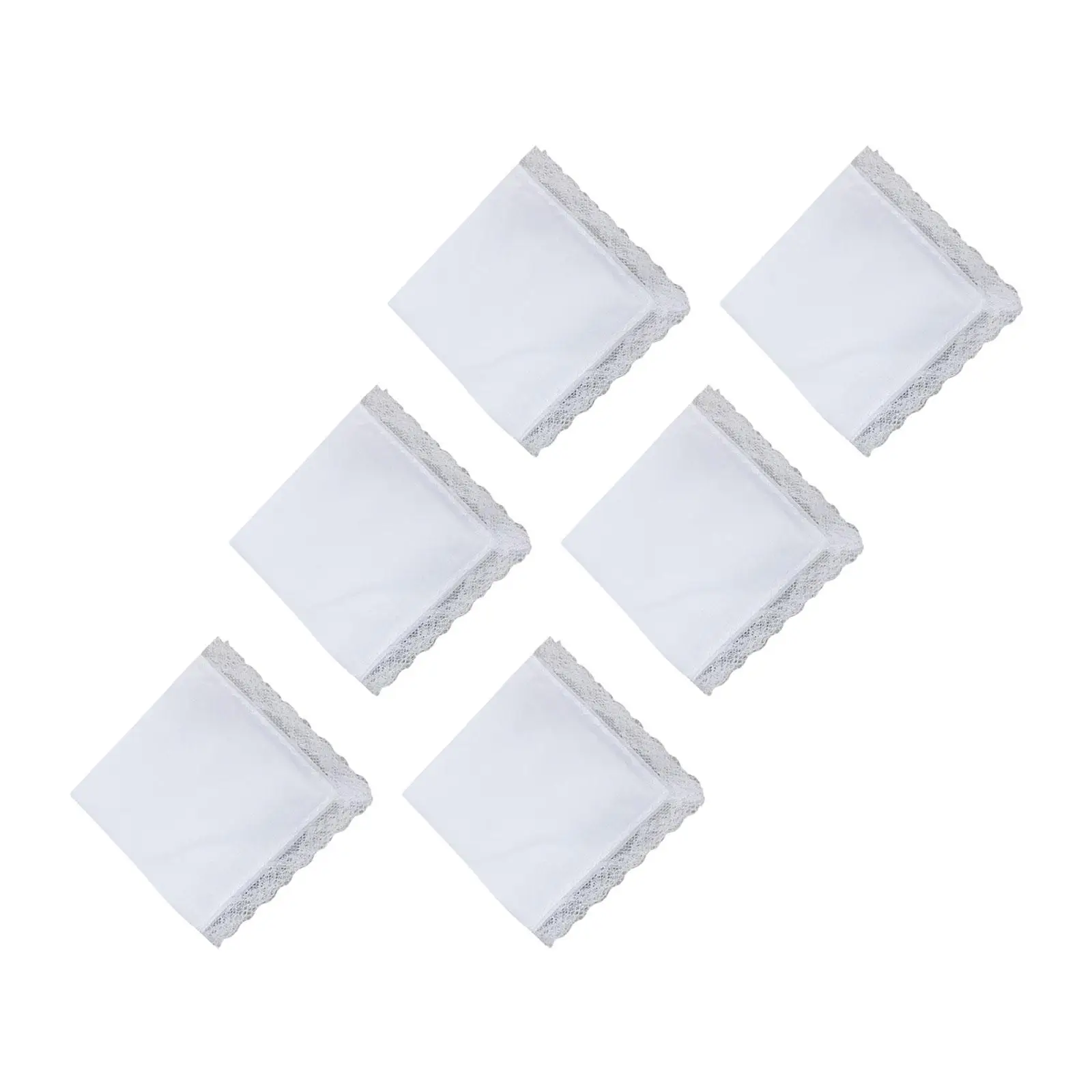 6x Cotton White Handkerchiefs Super Soft Chest Towel DIY Blank Handkerchiefs Elegant Hanky for Women Ladies Girls Kids Christmas