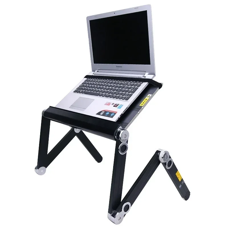 Minimalist Laptop Stand for Bed  Folding Lift Lazy Table Aluminum Alloy Computer Table With Fan for Comfortable Computing