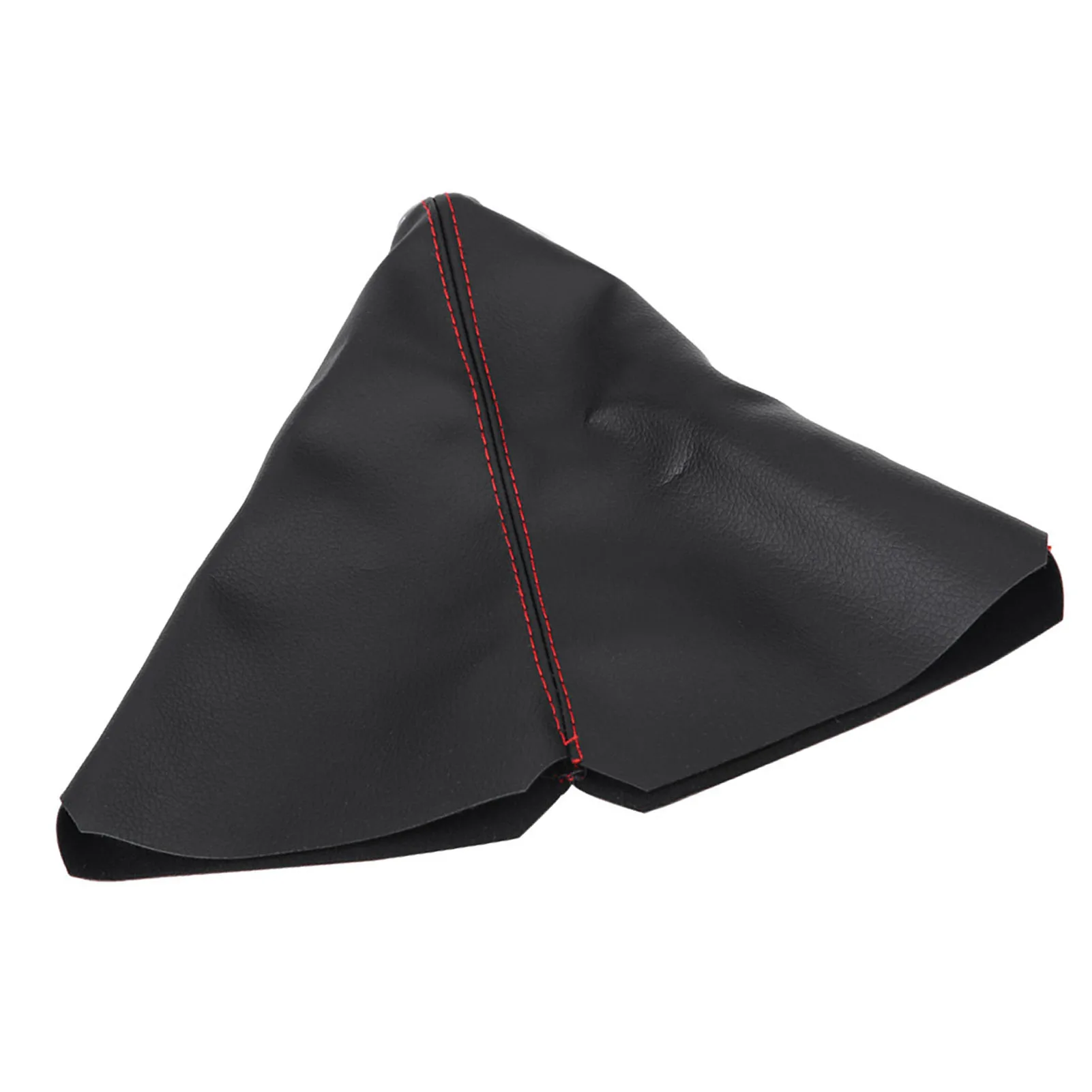 Gear Shift Knob Dust Cover  Bright Black PU Leather Gear Shift Knob Cover Red Stitch Gear Gaiter Boot Cover