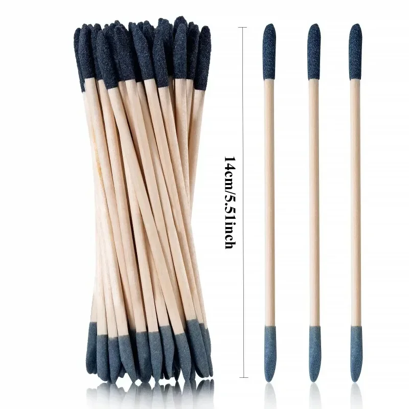 10/50 Pcs Nail Polish Double Head Black Gauze Sandblasting Orange Carving Grinding Cleaning Nail Surface Wooden Stick Tool