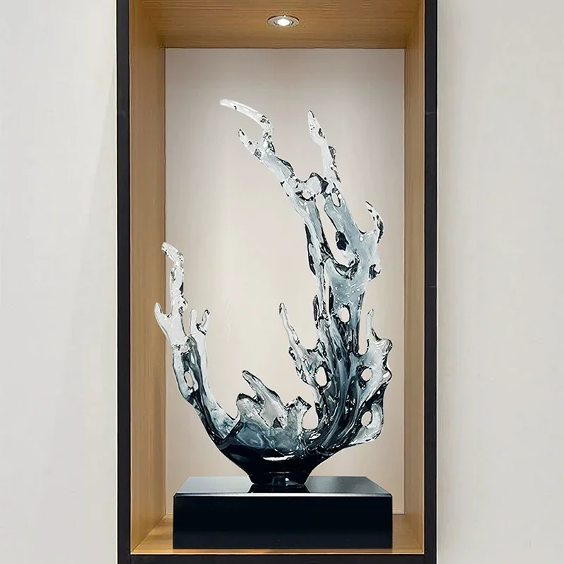 Transparent Resin Artwork,Wave Sculpture Ornament,Luxury Crafts Desktop Decoration,Abstract Art Statues,Modern Creative Gifts
