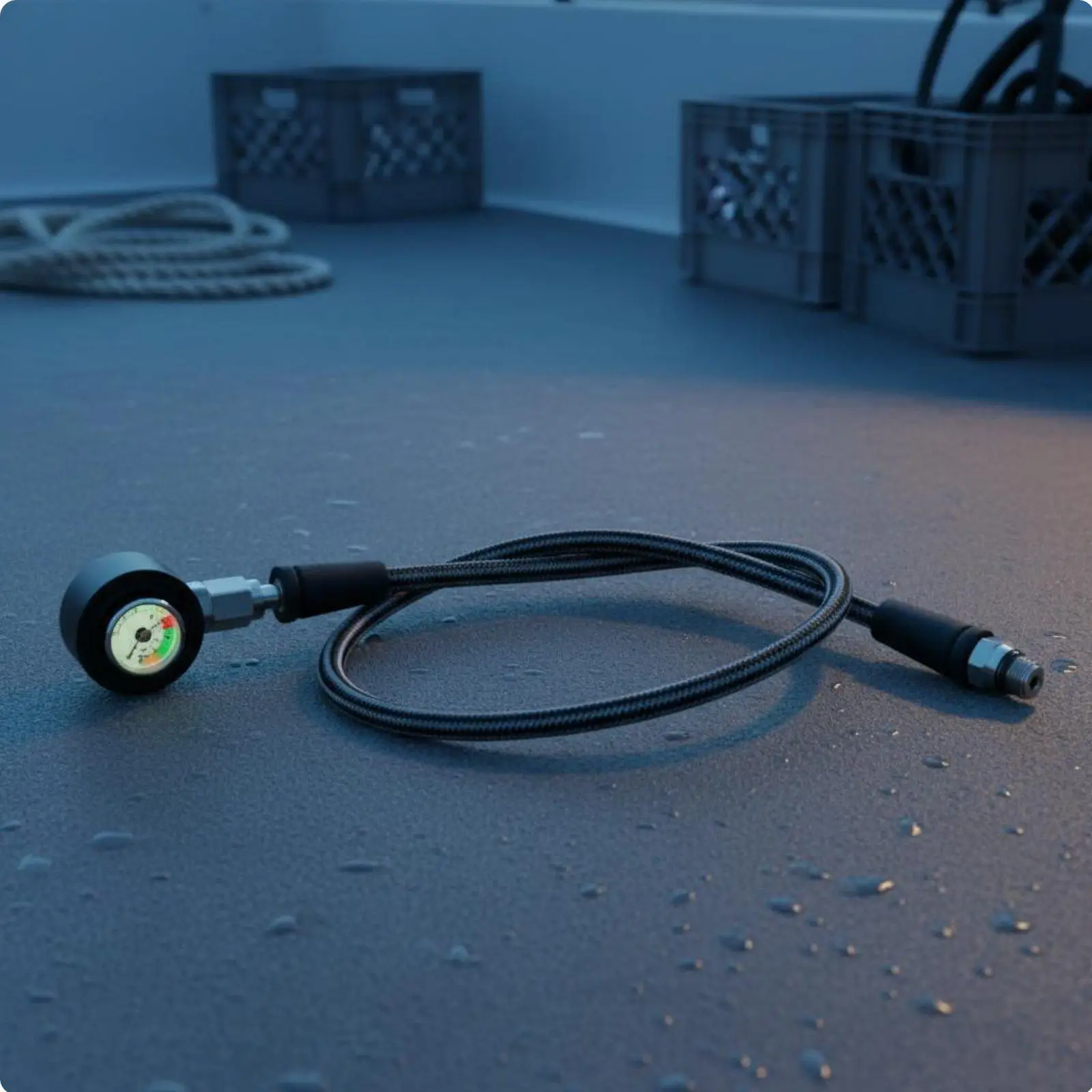 Braided SPG Hose with Gauge 300bar Rated Underwater Cylinder Pressure Gauge