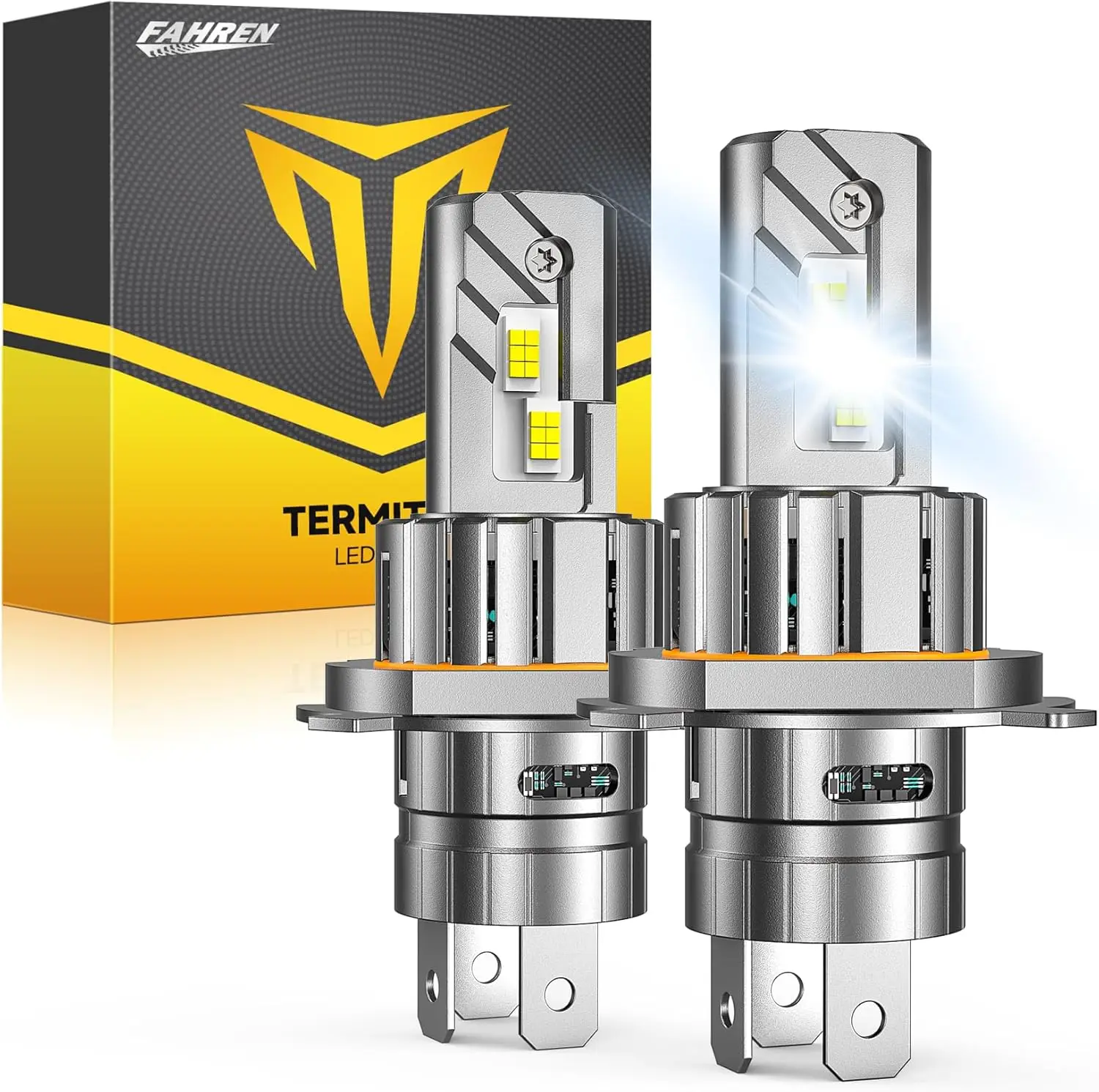 FAHREN LED H4/9003/HB2 Led Headlight Bulb,1:1 Mini Size No Adapter Required H4 Led Lights, Pack of 2