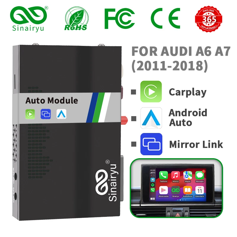 Sinairyu drahtlose auto smart box für audi a6 a7 s6 s7 rmc 2017-2018 unterstützung carplay android auto connect mirror link ahd kamera