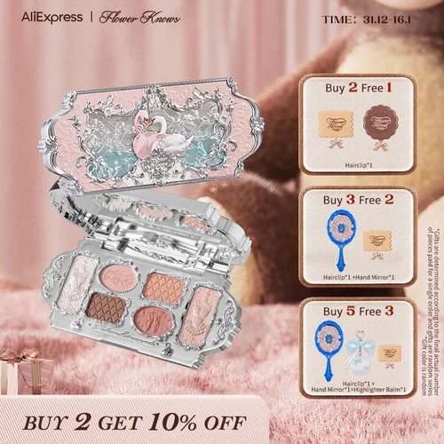 Flower Knows Swan Ballet Series Paleta de sombras de ojos de seis colores Brillo mate delicado