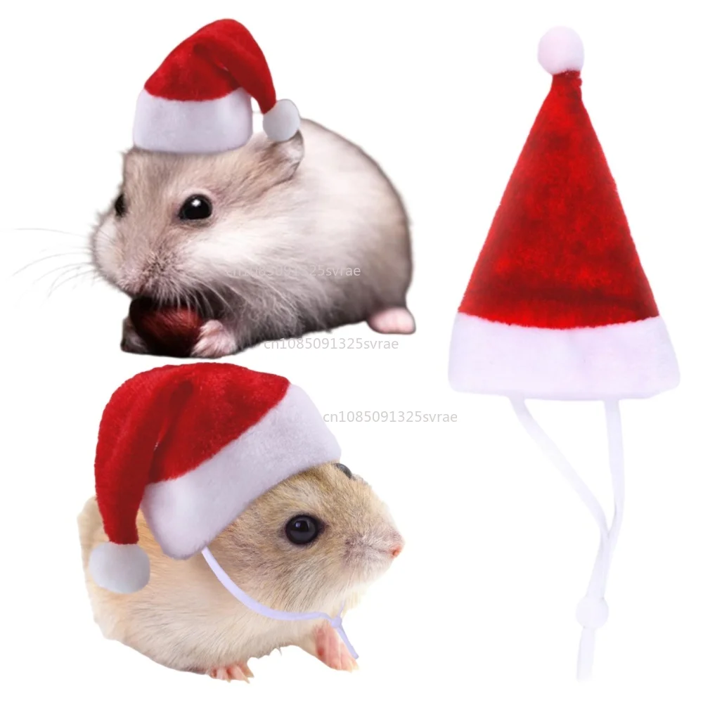 Christmas Hamster Guinea Pig Cap Costume Mascotas Small Pet Red Hat Xmas Headwear Pet Outfits for Chinchilla Rabbit Hedgehog 햄스터