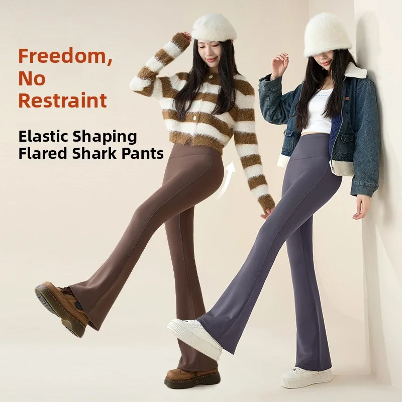 Plus size Bell Bot Yoga Calças Femininas Fce Forrado Casual Cintura Alta Emagrecimento Calças Longas Faionable Bot